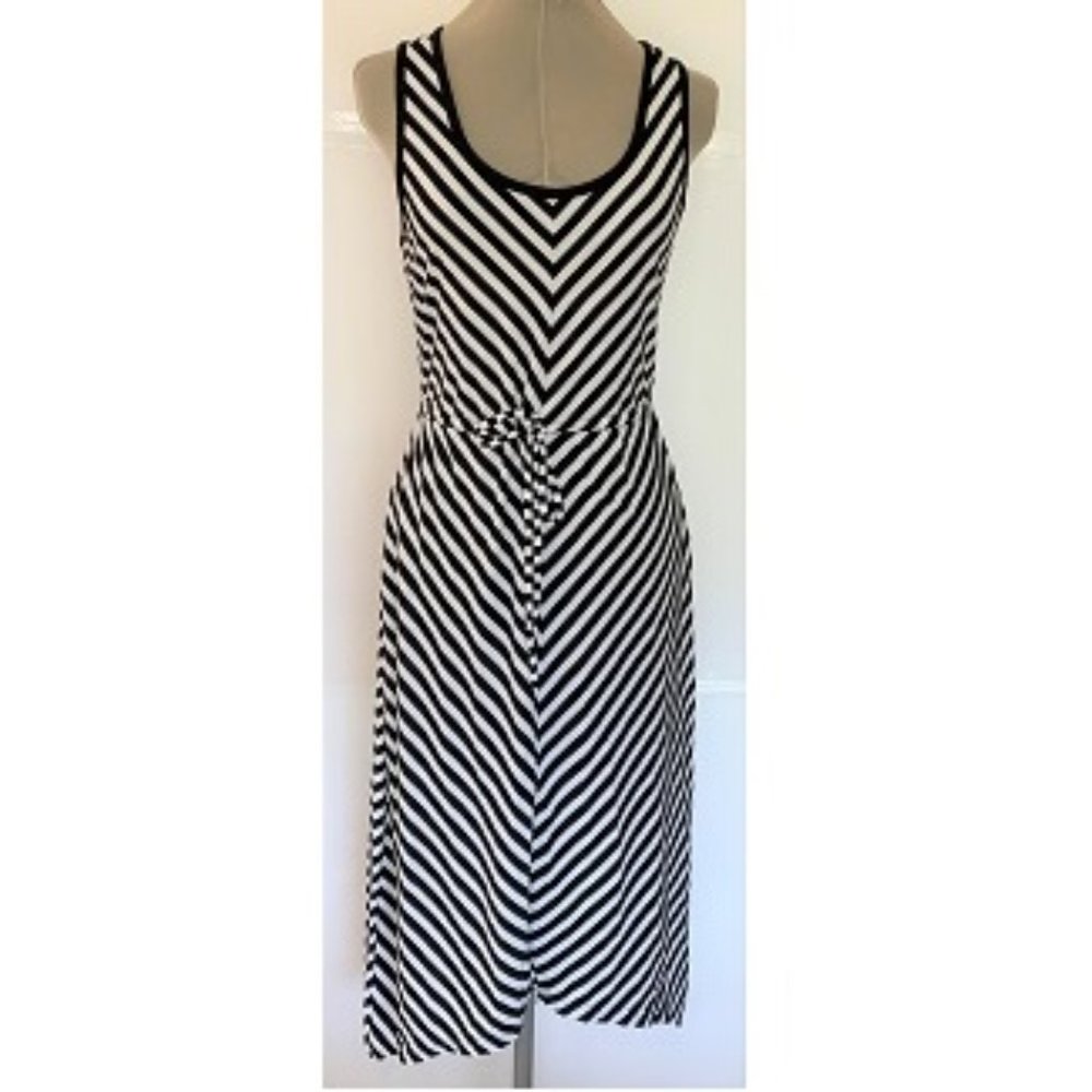 Just Love striped high - low stretchy dress